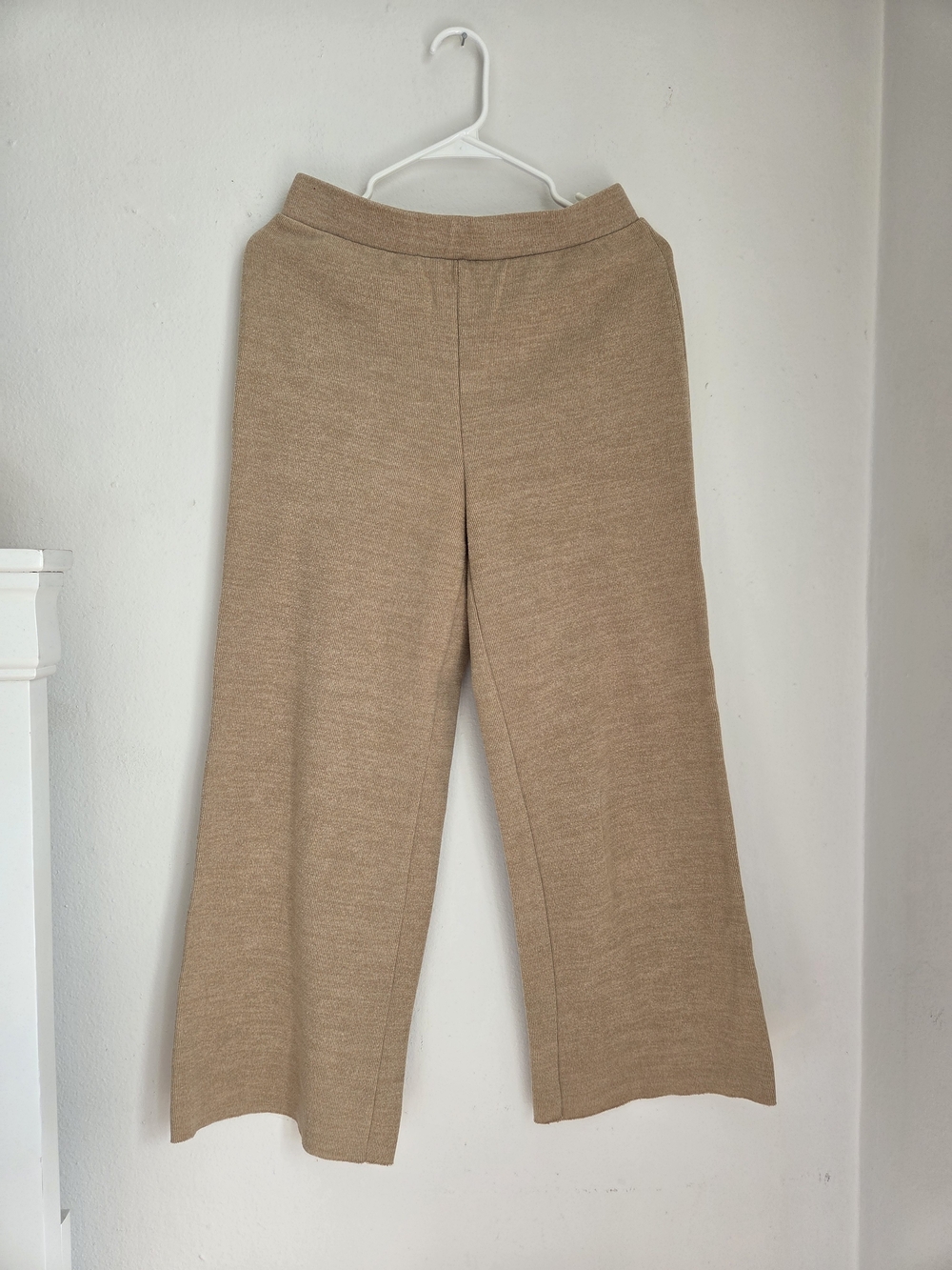Zara Camel Wide-Leg Knit Pants